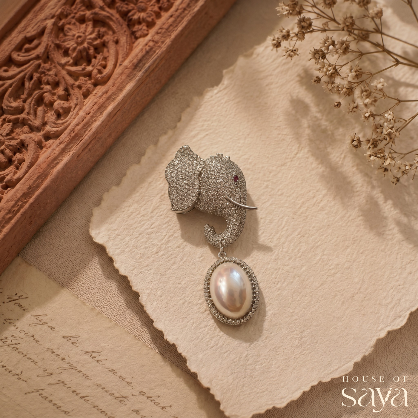 Pearl Elephant Brooch