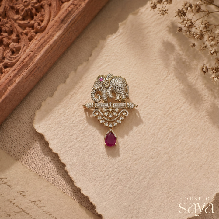 Royal Elephant Drop Brooch