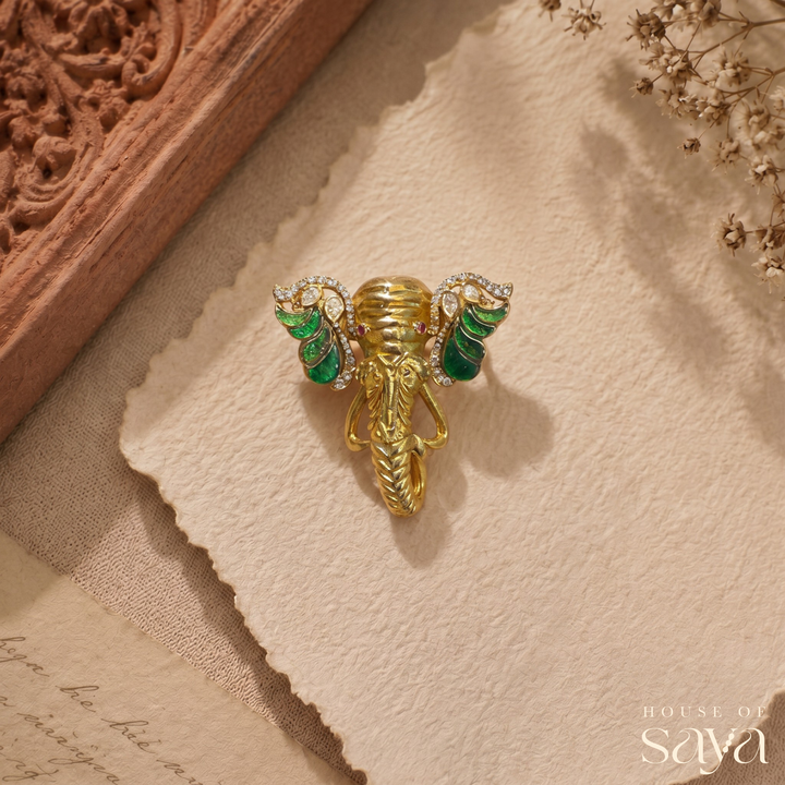 Emerald Ganesha Brooch