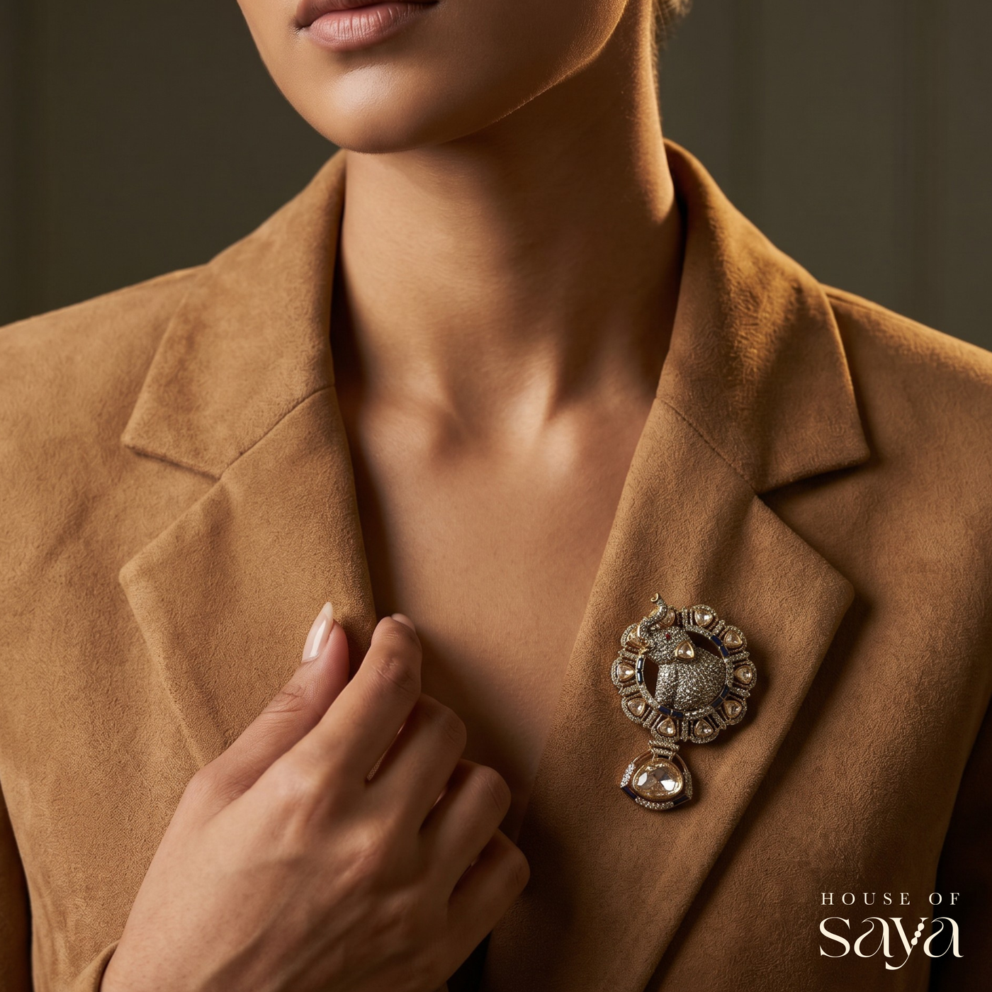 Royal Elephant Medallion Brooch